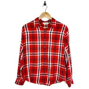Eddie Bauer Plaid Flannel Button-Down Shirt Medium